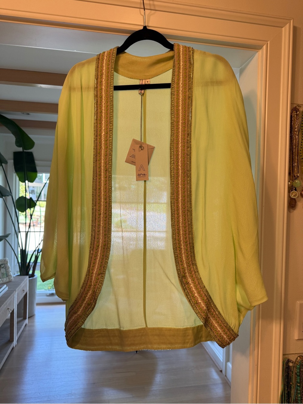 Embellished Cape Trim Detail in Pink and Olive